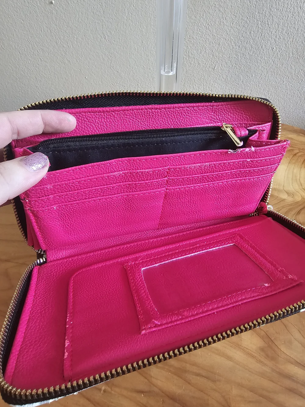 Betsey Johnson Black Floral Polka Dot Zip Wristlet Wallet